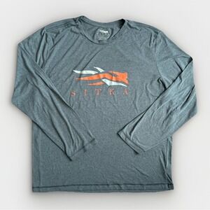 Sitka Gear Crewneck Long Sleeve Black T Shirt Hunting Fishing Men Sz XXL VGC